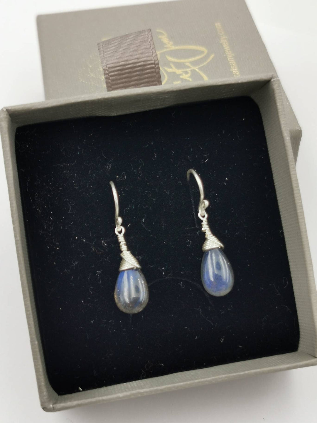 Blue Labradorite Drop Earrings 925 Silver