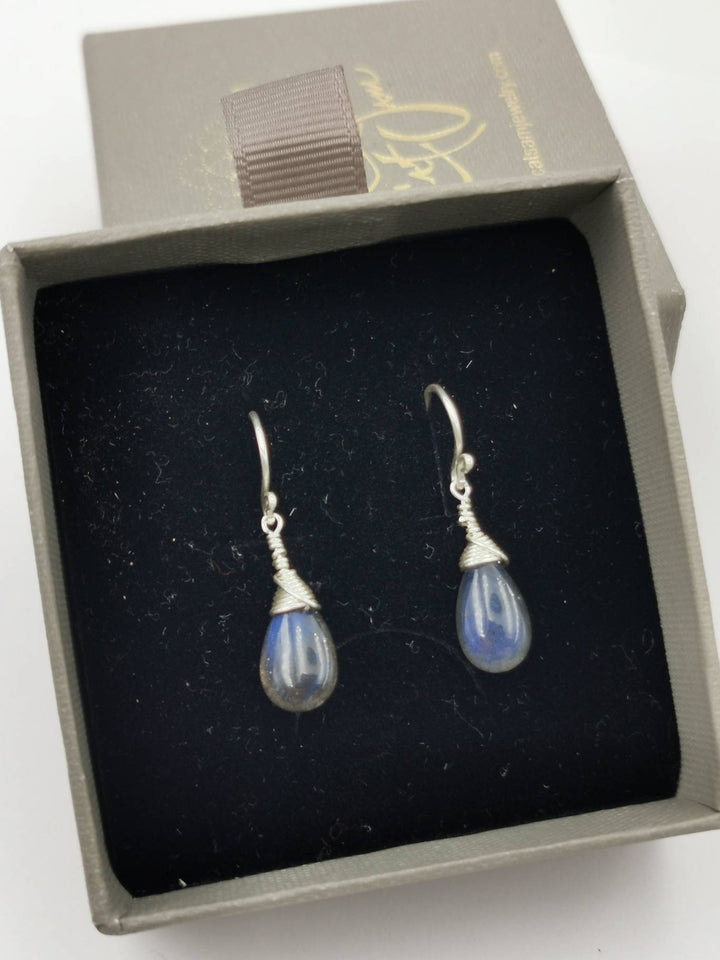 Blue Labradorite Drop Earrings 925 Silver