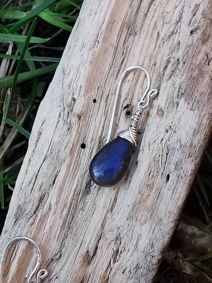 Blue Labradorite Drop Earrings 925 Silver