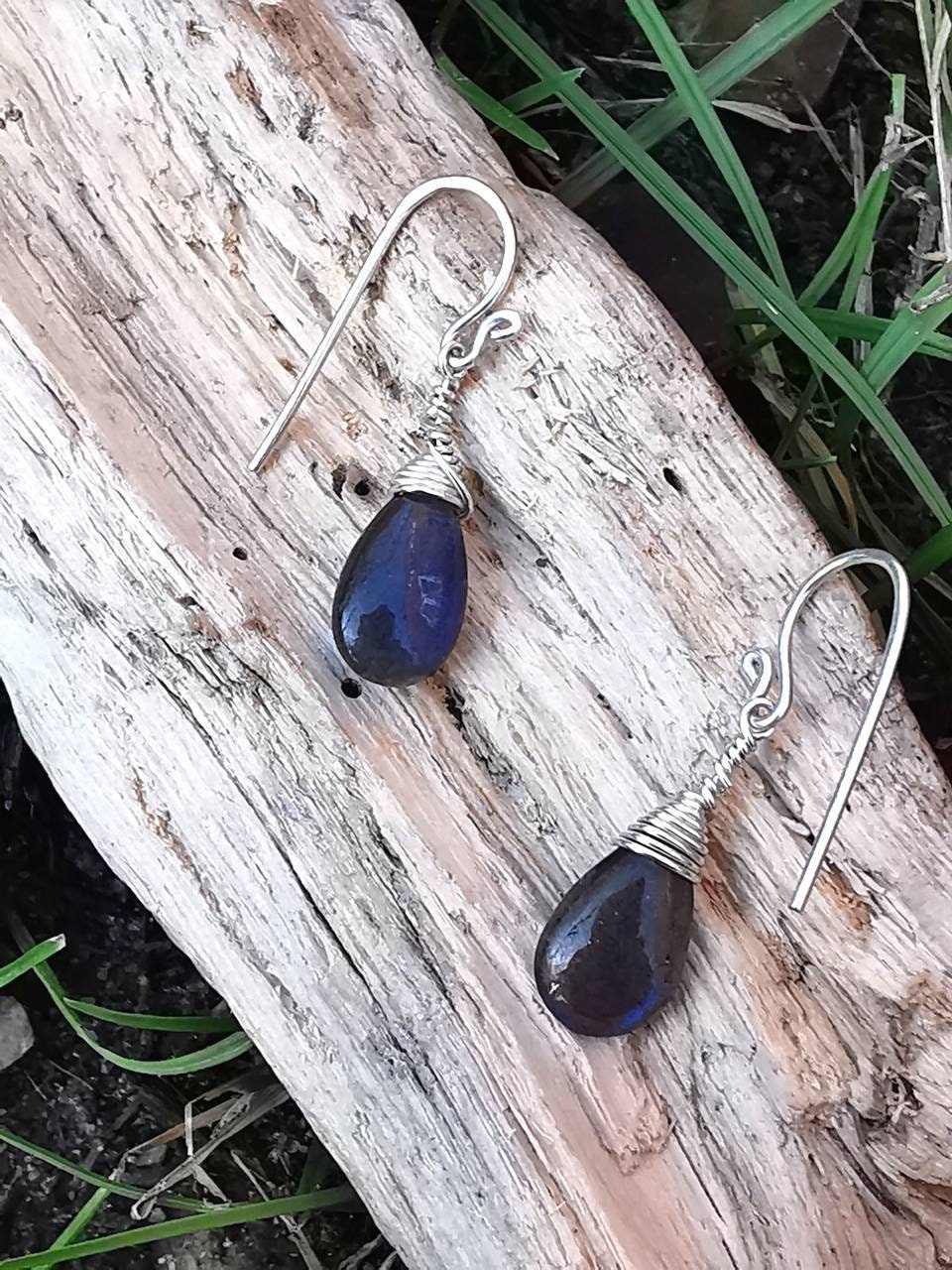 Blue Labradorite Drop Earrings 925 Silver