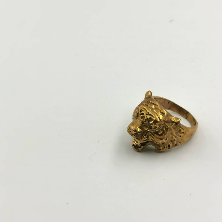 Golden Tiger Head Ring