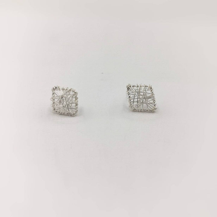 Rhomboid Stud Earrings — 925 Silver