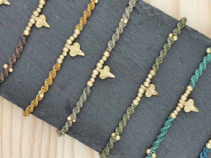 Macramé Anklet with Minimal with Beads, Adjustable Anklet Available in 10 Colours
