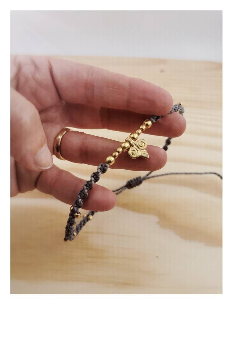 Macramé Anklet with Minimal with Beads, Adjustable Anklet Available in 10 Colours