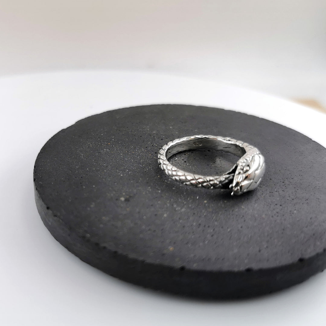 Adjustable Ouroboros Snake Ring — 925 Silver