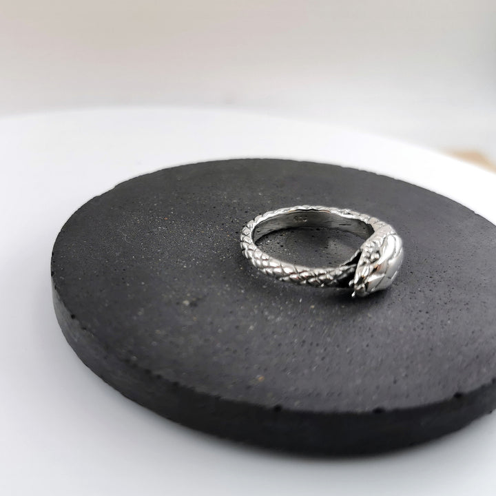 Adjustable Ouroboros Snake Ring — 925 Silver