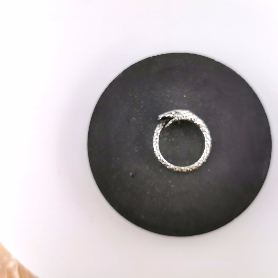 Adjustable Ouroboros Snake Ring — 925 Silver