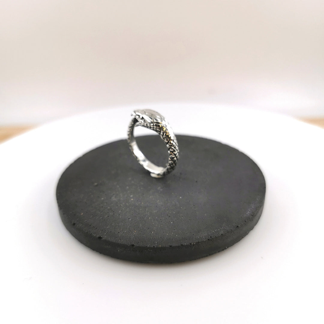 Adjustable Ouroboros Snake Ring — 925 Silver