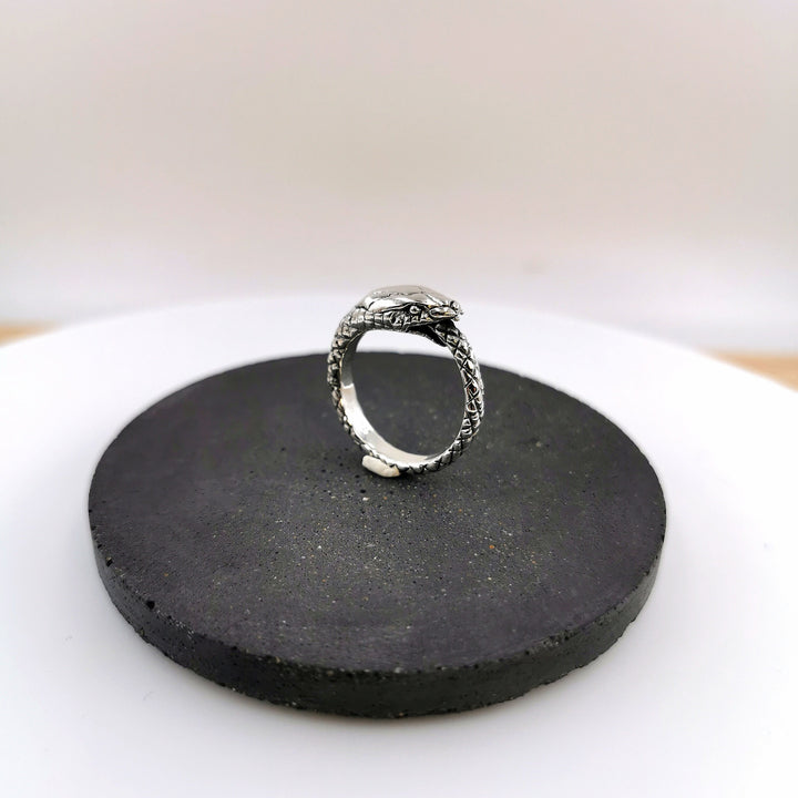 Adjustable Ouroboros Snake Ring — 925 Silver