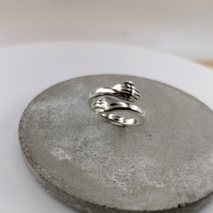925 Sterling Silver Hug Ring, Adjustable Unisex Band