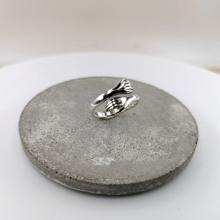 925 Sterling Silver Hug Ring, Adjustable Unisex Band