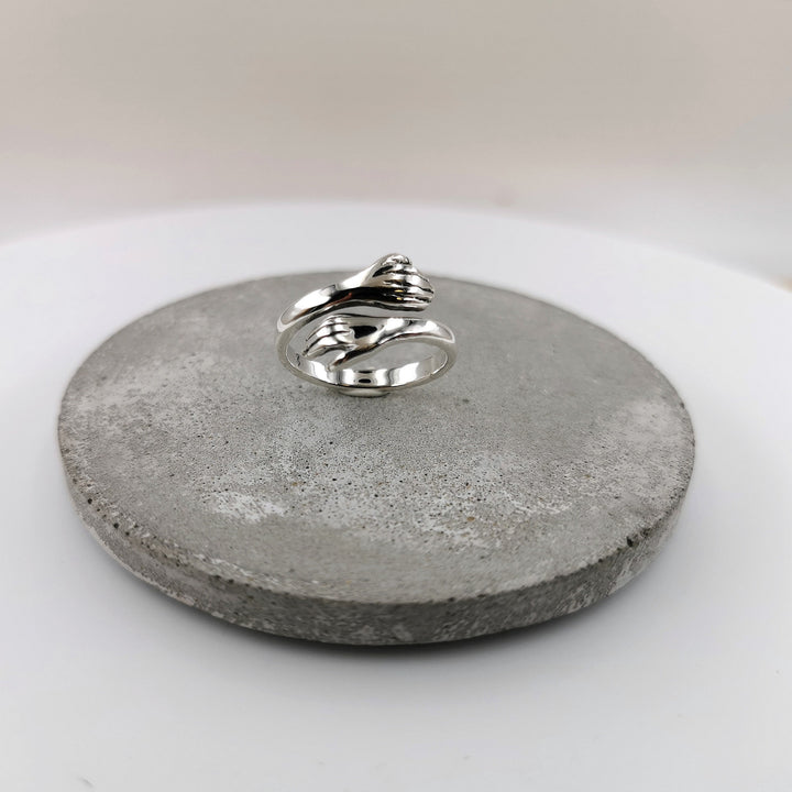 925 Sterling Silver Hug Ring, Adjustable Unisex Band