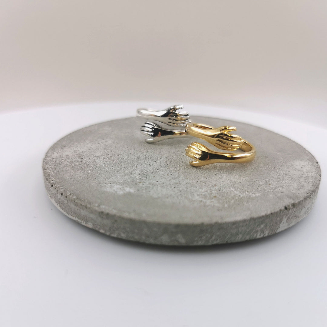 925 Sterling Silver Hug Ring, Adjustable Unisex Band