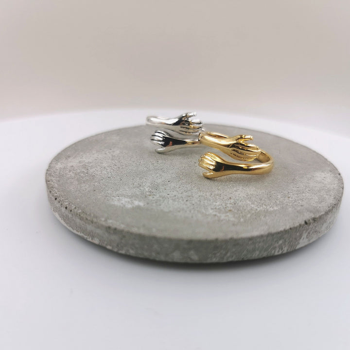 925 Sterling Silver Hug Ring, Adjustable Unisex Band