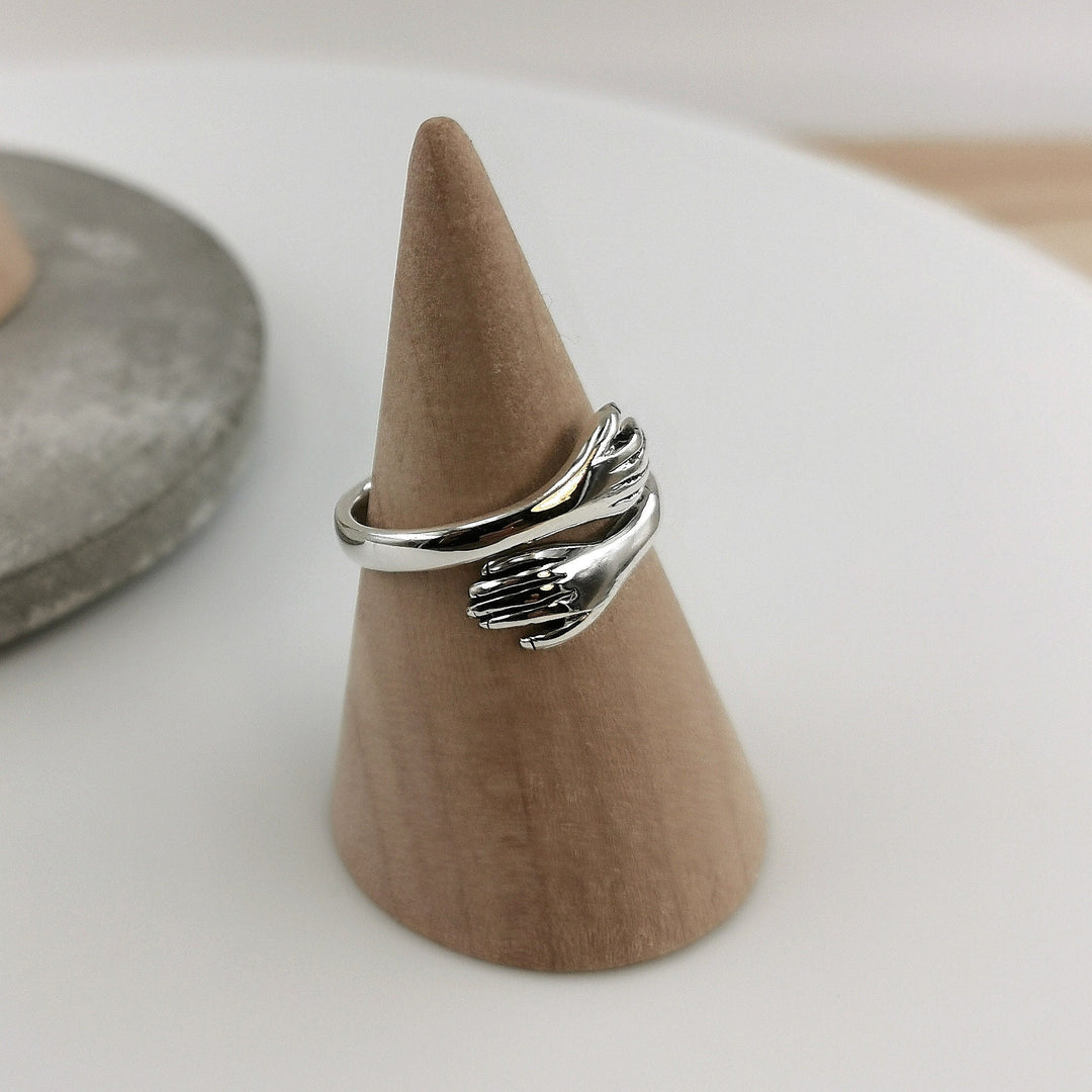 925 Sterling Silver Hug Ring, Adjustable Unisex Band