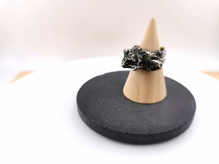 Abstract Melted Lava Ring — Oxidized 925 Silver