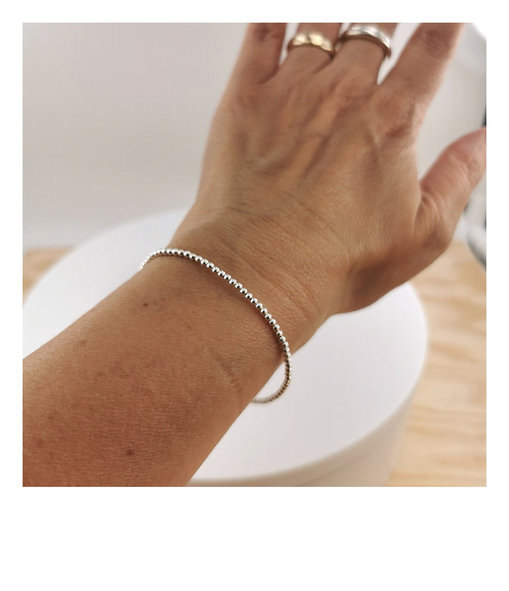 925 Silver Ball Bracelet , Stretchy Bracelet