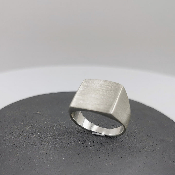 Matte Rectangular Signet Ring — 925 Silver