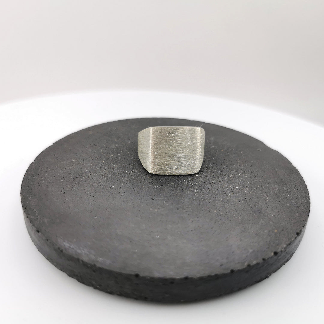 Matte Rectangular Signet Ring — 925 Silver