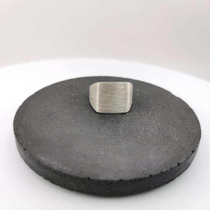 Matte Rectangular Signet Ring — 925 Silver