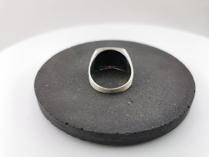 Matte Rectangular Signet Ring — 925 Silver