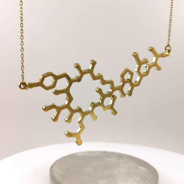Oxytocin Necklace, Molecular Structure Necklace, Gold Oxytocin Molecule