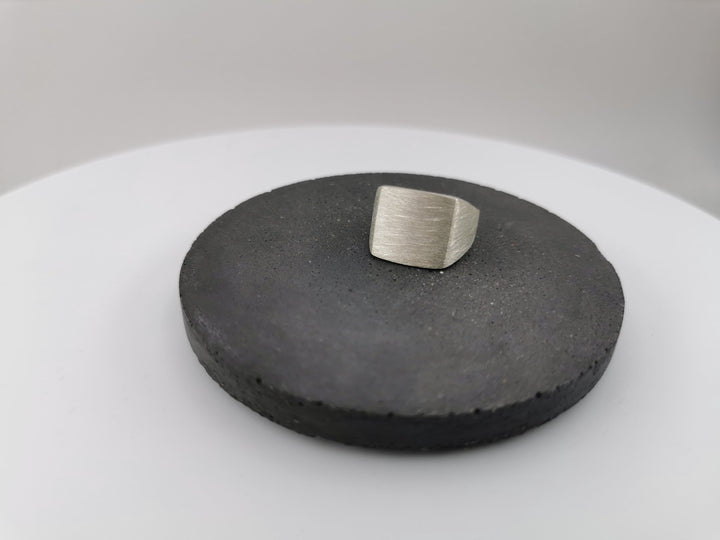 Matte Rectangular Signet Ring — 925 Silver