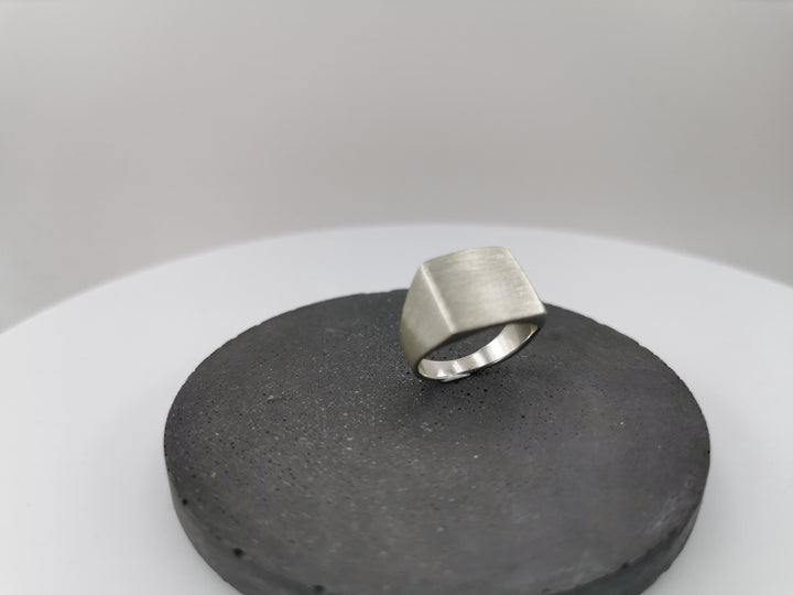 Matte Rectangular Signet Ring — 925 Silver