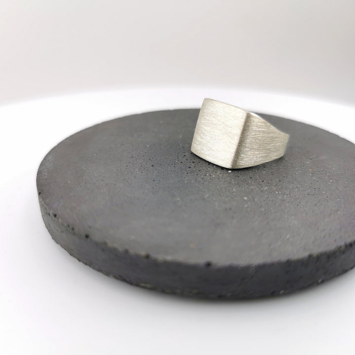 Matte Rectangular Signet Ring — 925 Silver