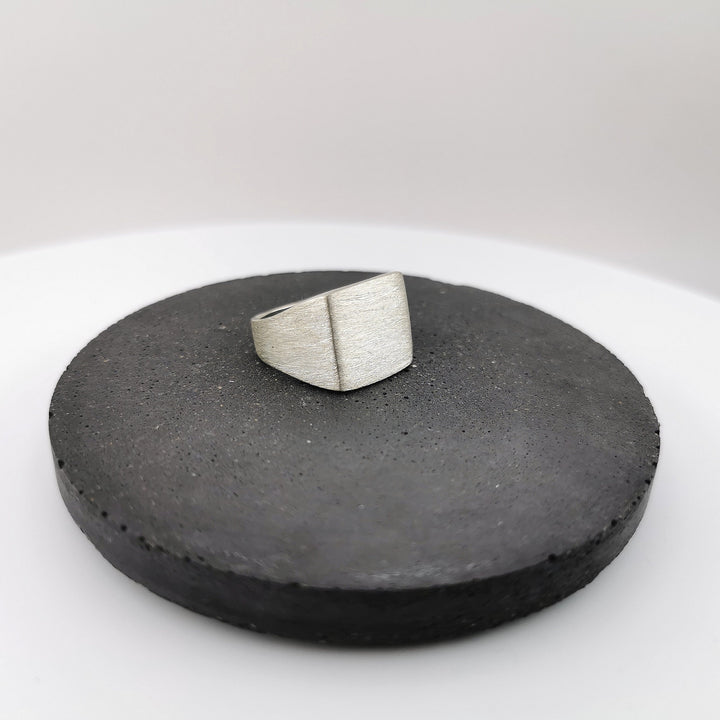 Matte Rectangular Signet Ring — 925 Silver