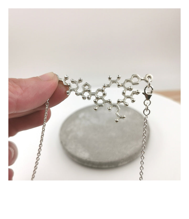 Oxytocin Molecule Necklace, Molecular Structure Necklace, 925 Silver Oxytocin Pendant