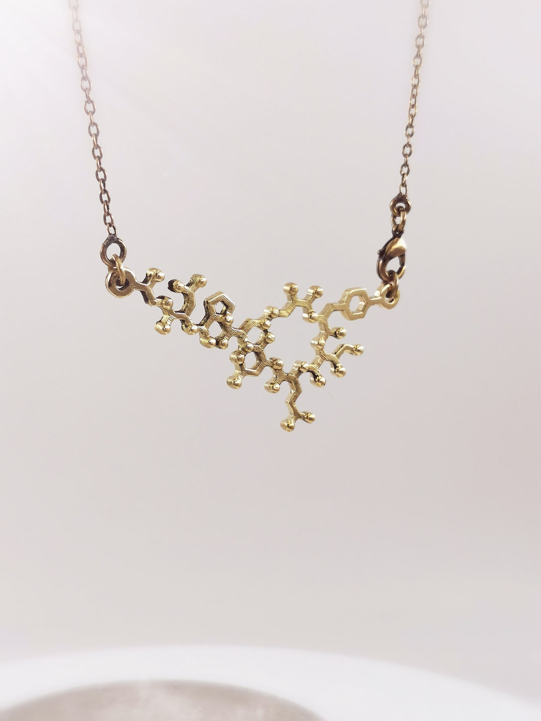 Oxytocin Molecule Necklace — Brass