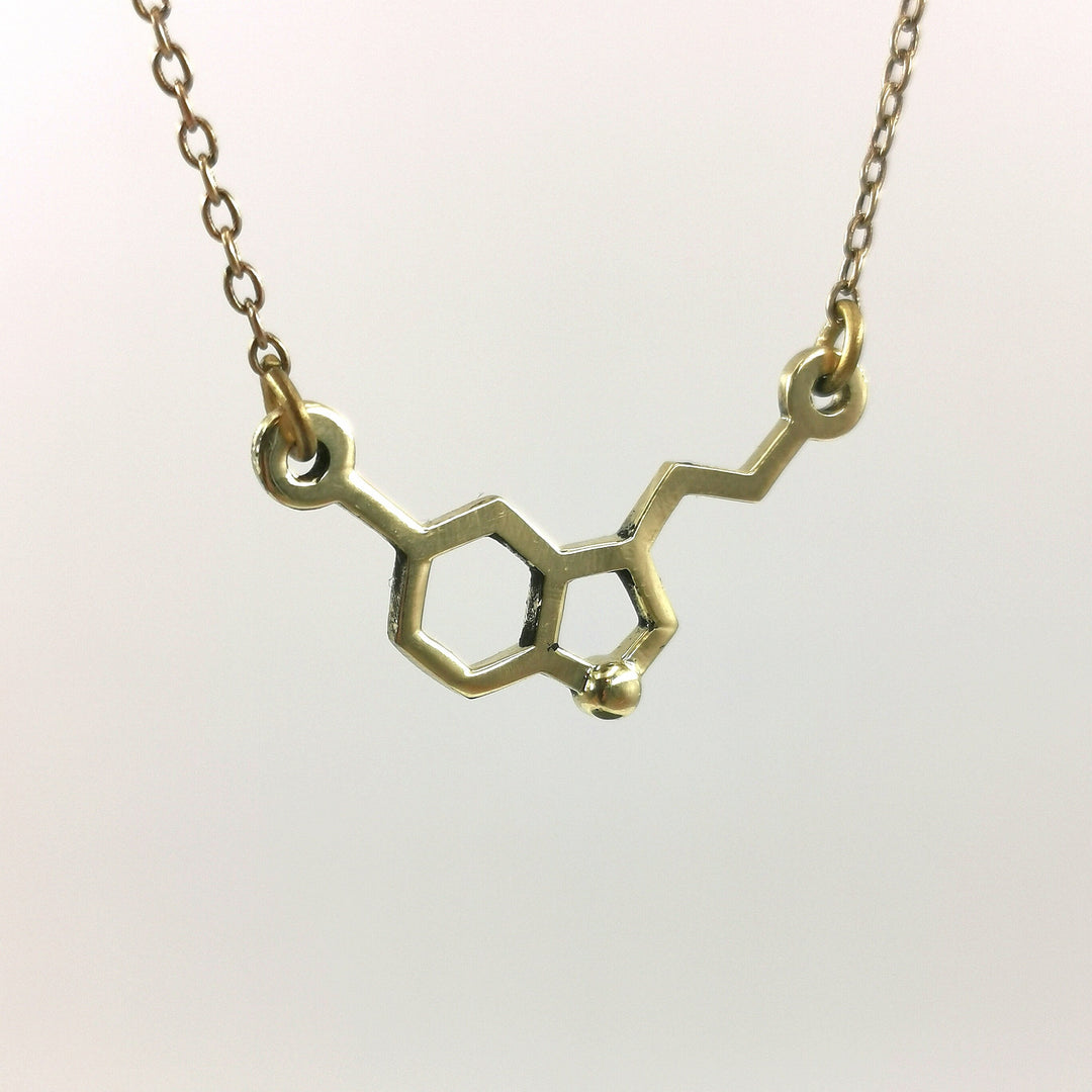 Serotonin Molecule Necklace — 18k Gold Plated