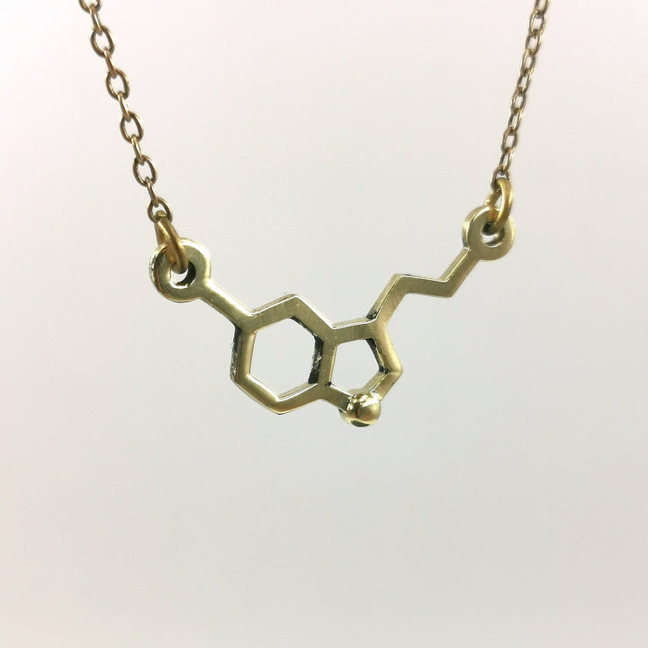 Serotonin Molecule Necklace — 18k Gold Plated