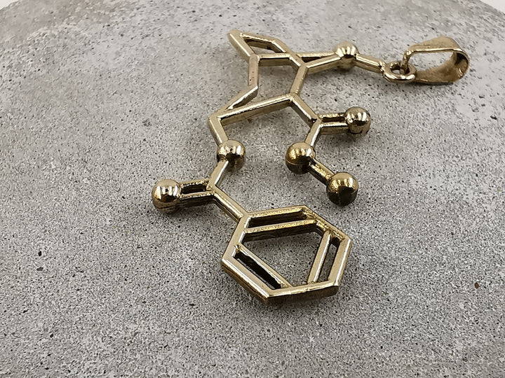 Cocaine Molecule Necklace — Brass