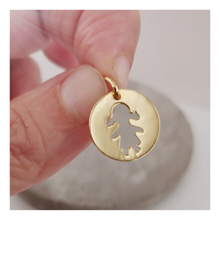 Girl Silhouette Charm Pendant, 18k Gold Plated Sterling Silver