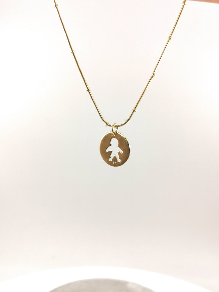 Gold Plated Pendant Boy Circular Gold Charm, Family Charm Pendant