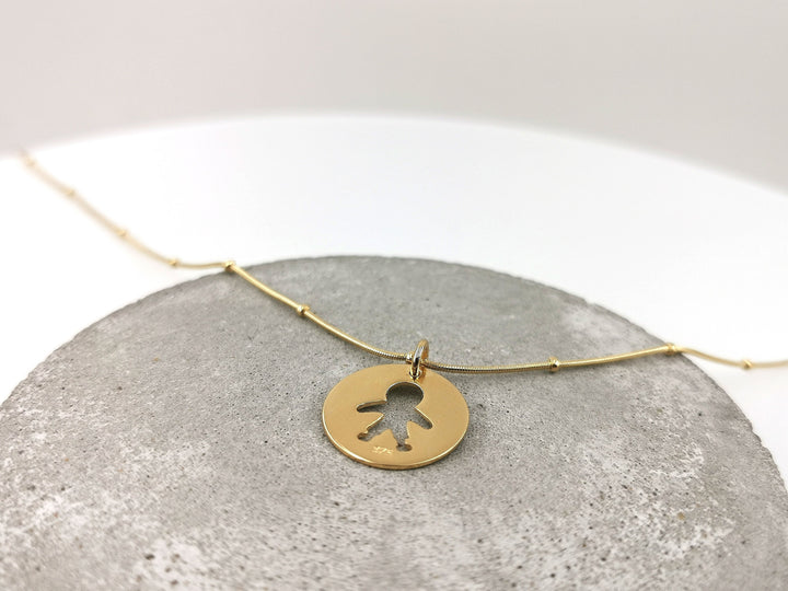 Gold Plated Pendant Boy Circular Gold Charm, Family Charm Pendant