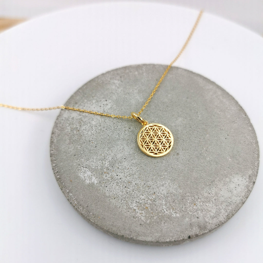 Tiny Flower of Life Charm, Flower of Life Charm in 2 Sizes, Sacred Geometry Charm, Golden Flower of Life — 18k Gold Plated
