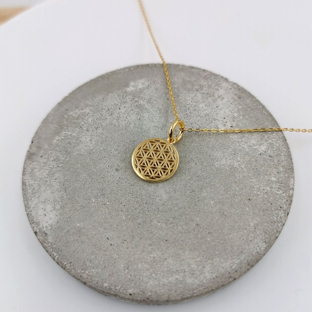 Tiny Flower of Life Charm, Flower of Life Charm in 2 Sizes, Sacred Geometry Charm, Golden Flower of Life — 18k Gold Plated