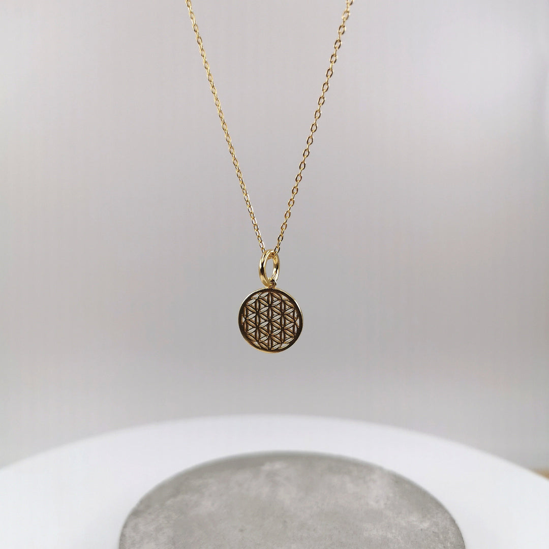 Tiny Flower of Life Charm, Flower of Life Charm in 2 Sizes, Sacred Geometry Charm, Golden Flower of Life — 18k Gold Plated
