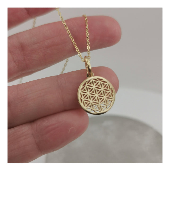 Tiny Flower of Life Charm, Flower of Life Charm in 2 Sizes, Sacred Geometry Charm, Golden Flower of Life — 18k Gold Plated