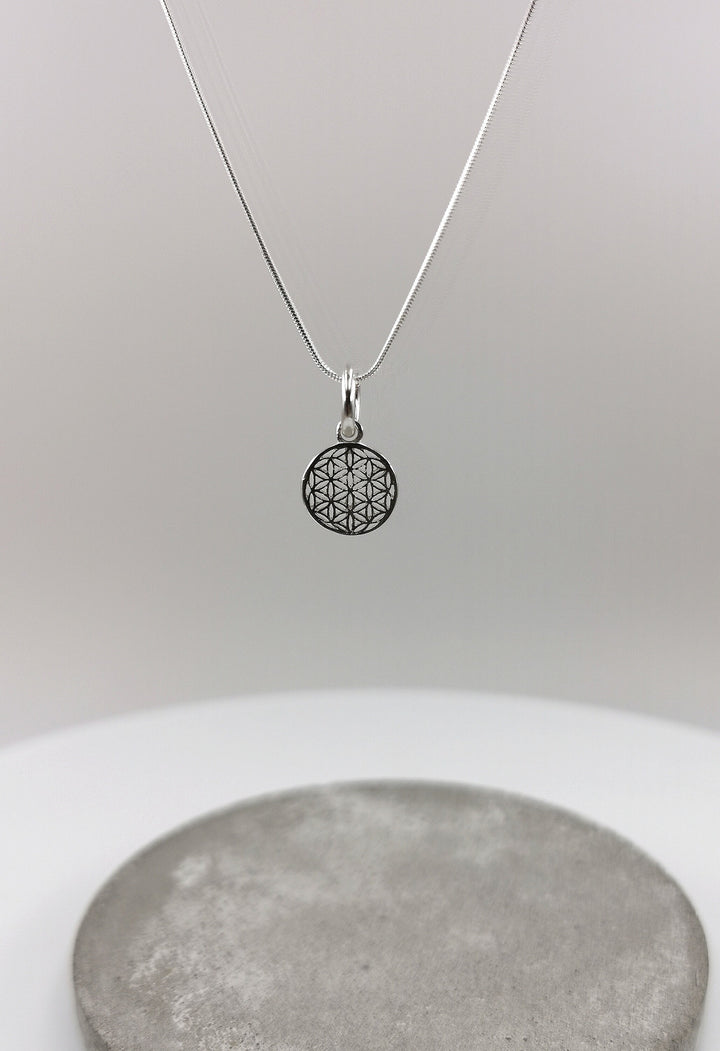 Small Flower of Life Charm Pendant 925 Silver