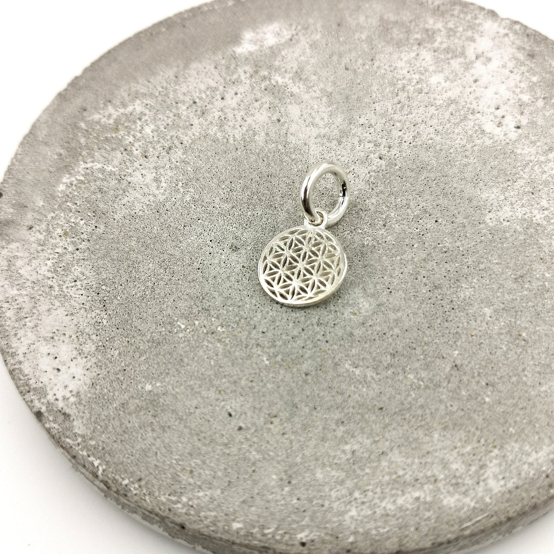 Small Flower of Life Charm Pendant 925 Silver