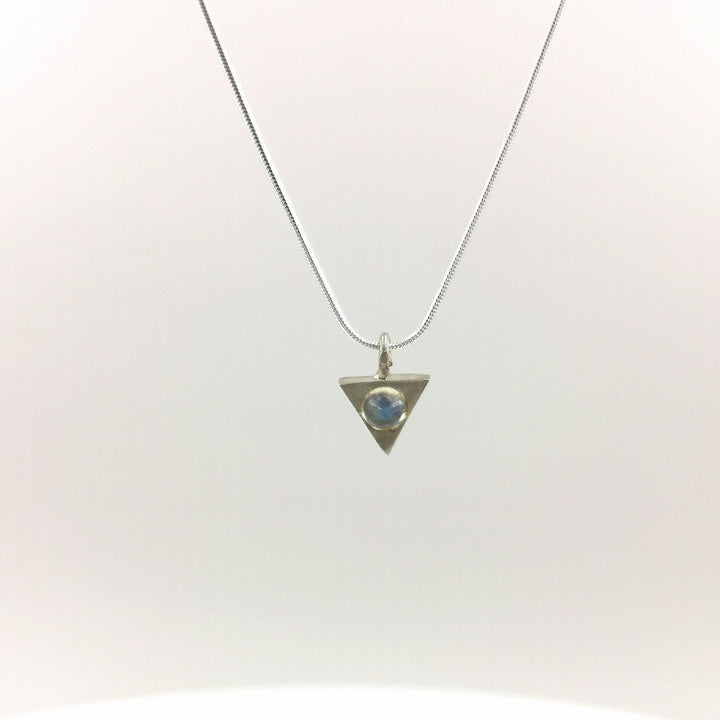 Triangle Geometric Necklace with Opal/Moonstone - 925 Silver