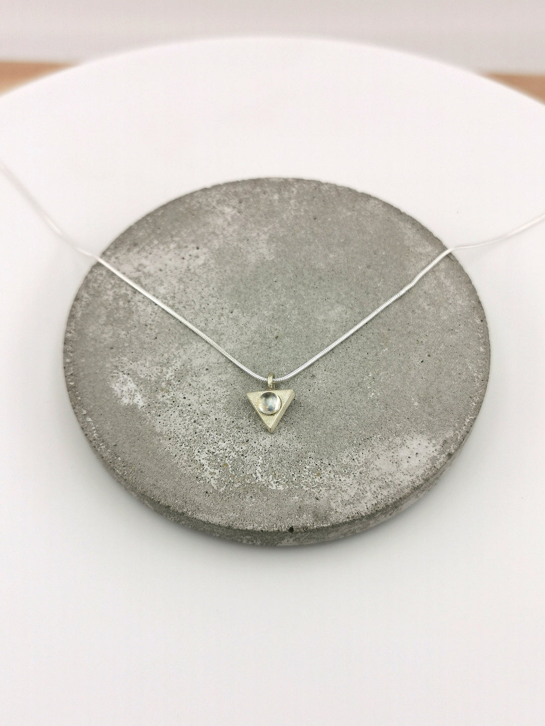 Triangle Geometric Necklace with Opal/Moonstone - 925 Silver