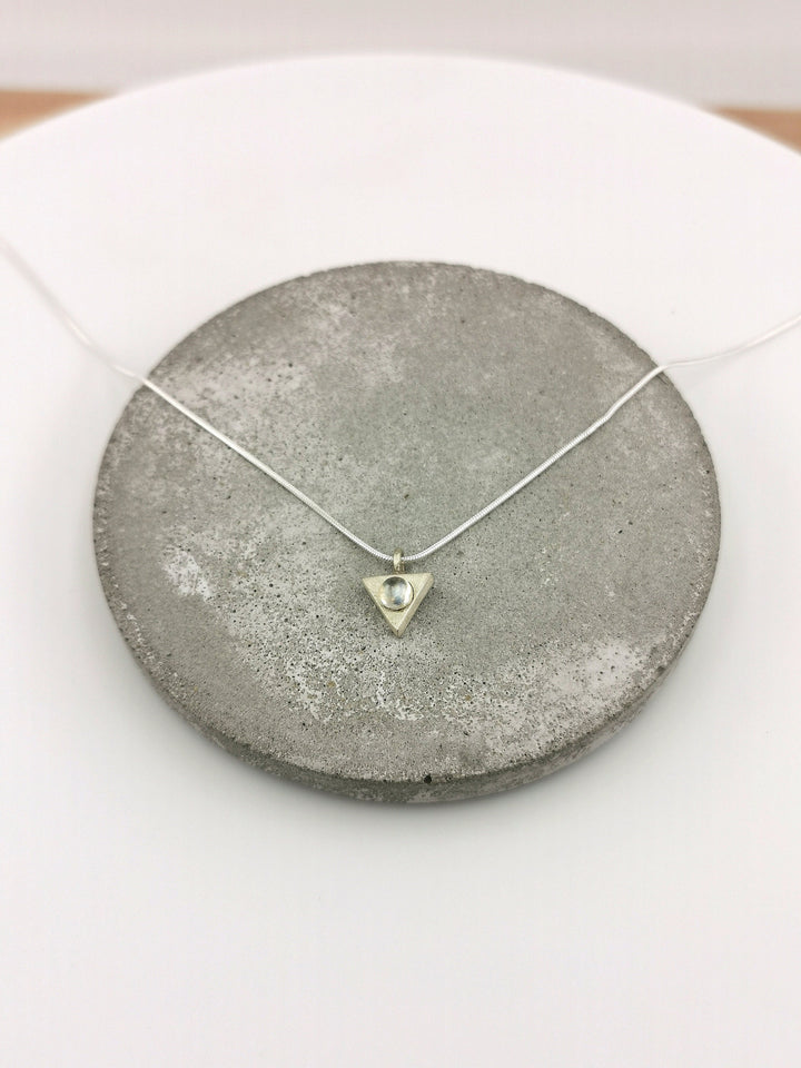 Triangle Geometric Necklace with Opal/Moonstone - 925 Silver