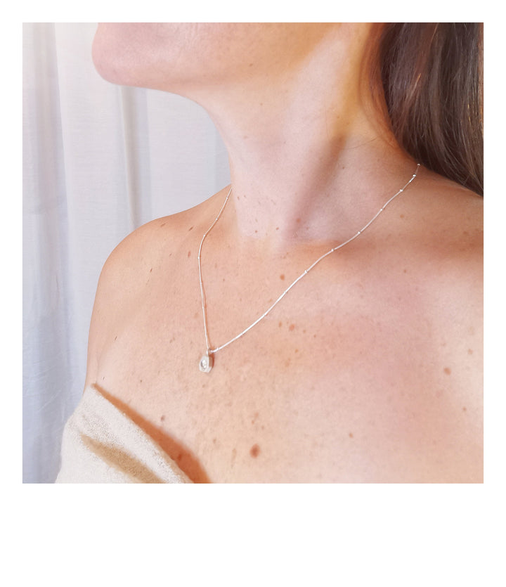 Rainbow Moonstone Hexagon Charm Necklace -  925 Silver