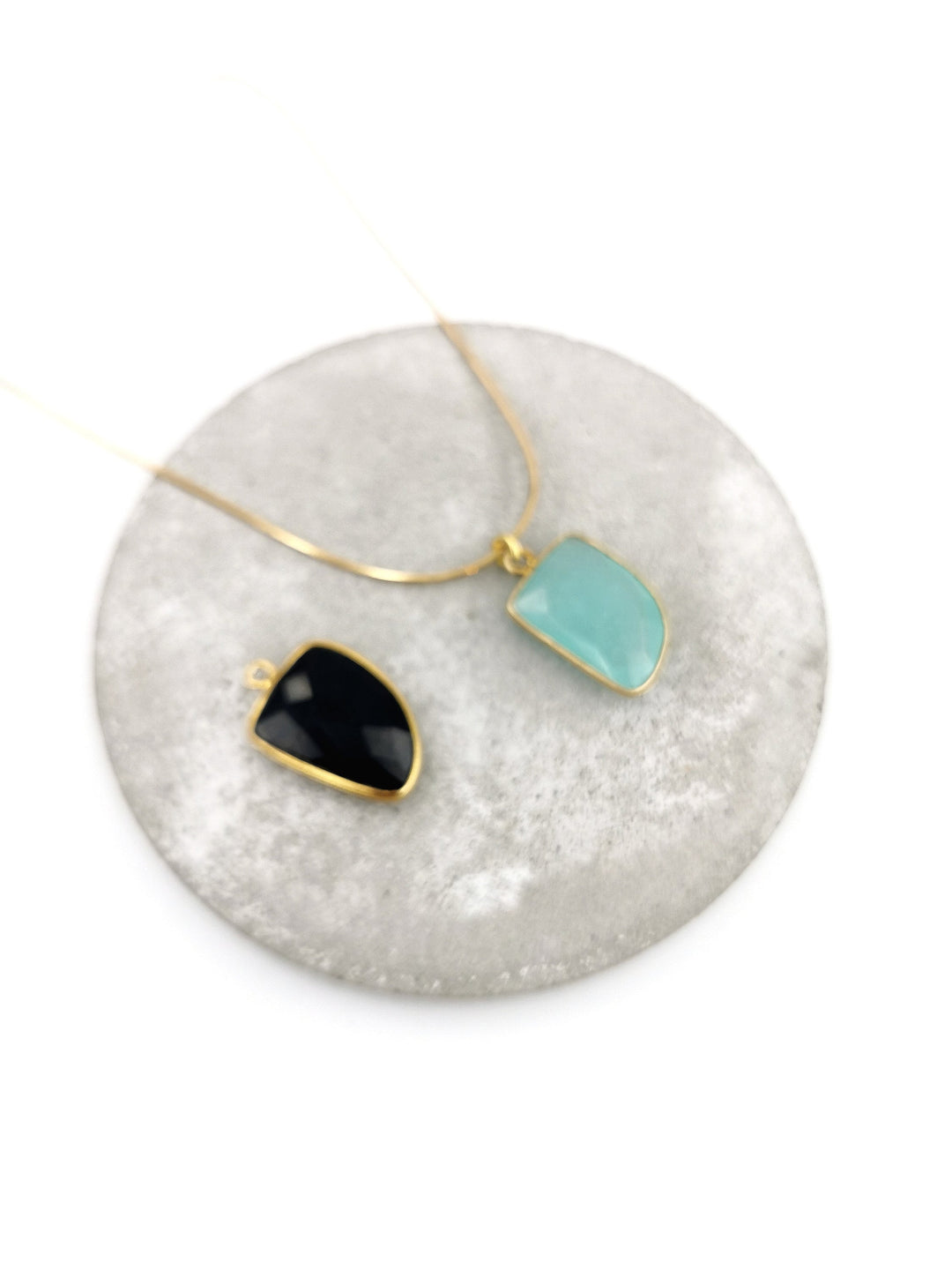 Gold Plated Pendant with Aqua Chalcedony