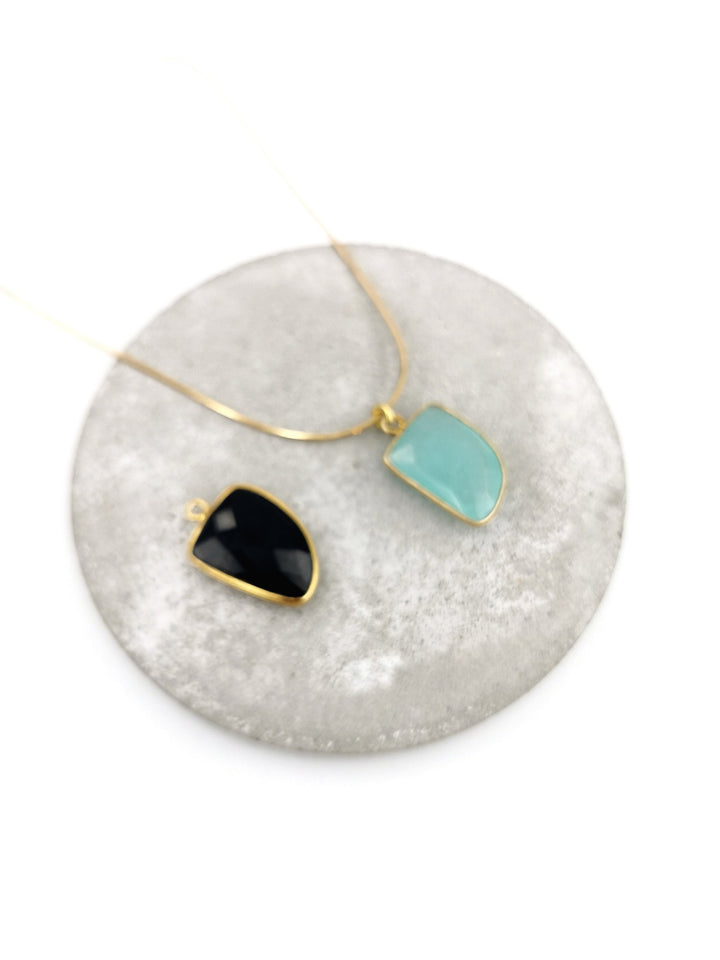 Gold Plated Pendant with Aqua Chalcedony